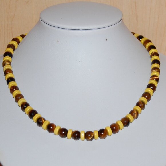 Tiger Eye Necklace,Tiger Eye Gemstone Necklace,8mm Gemstone Beads,Man,Woman - Picture 1 of 1